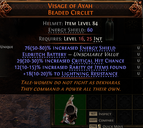 MMOJUGG Path of Exile 2 VISAGE OF AYAH BEADED CIRCLET#1232571 Details View of Item Function and Use