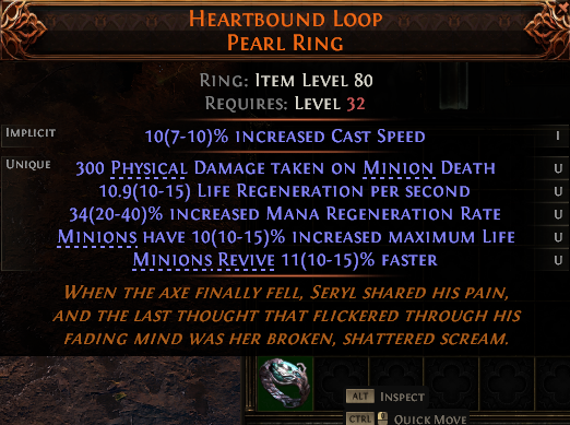 MMOJUGG Path of Exile 2 HEARTBOUND LOOP PEARL RING#1232587 Details View of Item Function and Use