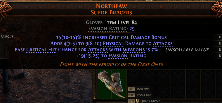 MMOJUGG Path of Exile 2 NORTHPAW SUEDE BRACERS#1232594 Details View of Item Function and Use