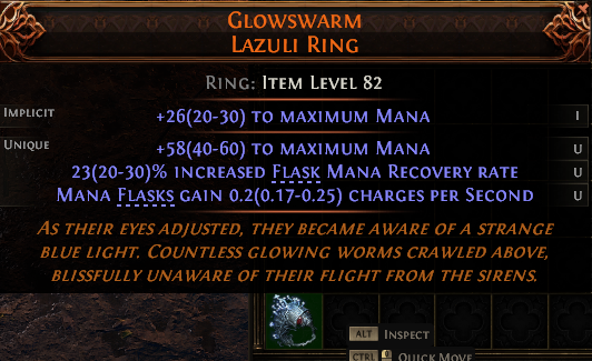 MMOJUGG Path of Exile 2 GLOWSWARM LAZULI RING#1232597 Details View of Item Function and Use