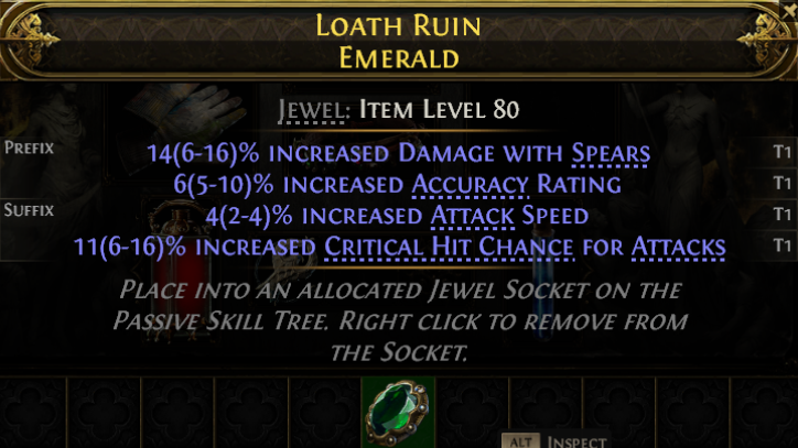 MMOJUGG Path of Exile 2 LOATH RUIN EMERALD#1237003 Details View of Item Function and Use