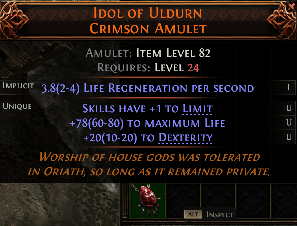 MMOJUGG Path of Exile 2 IDOL OF ULDURN CRIMSON AMULET#1242803 Details View of Item Function and Use