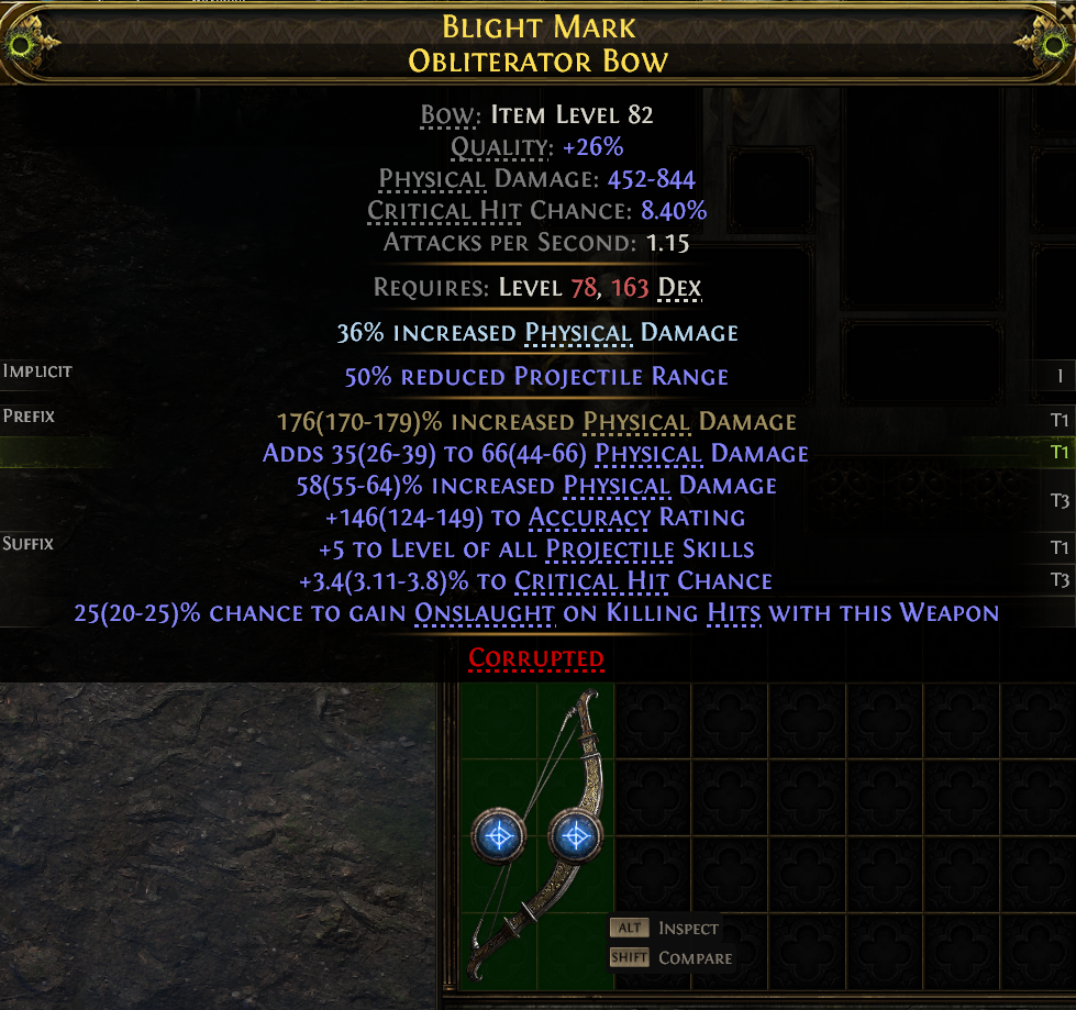 MMOJUGG Path of Exile 2 BLIGHT MARK OBLITERATOR BOW#1243051 Details View of Item Function and Use