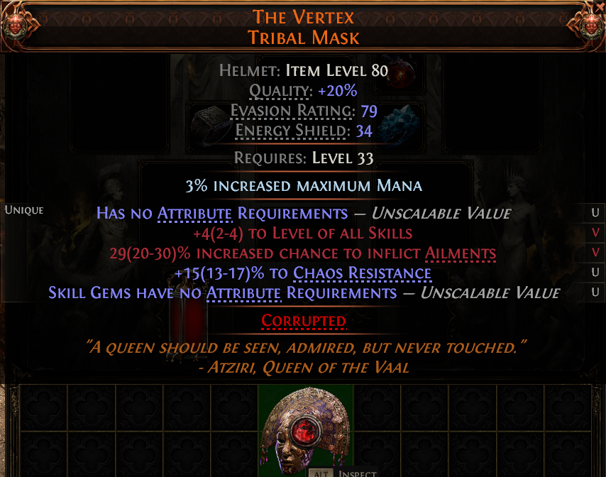MMOJUGG Path of Exile 2 THE VERTEX TRIBAL MASK#1246241 Details View of Item Function and Use
