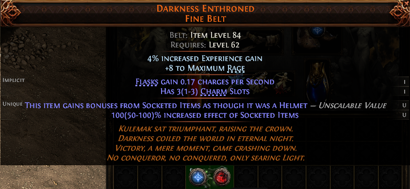 MMOJUGG Path of Exile 2 DARKNESS ENTHRONED FINE BELT#1246261 Details View of Item Function and Use