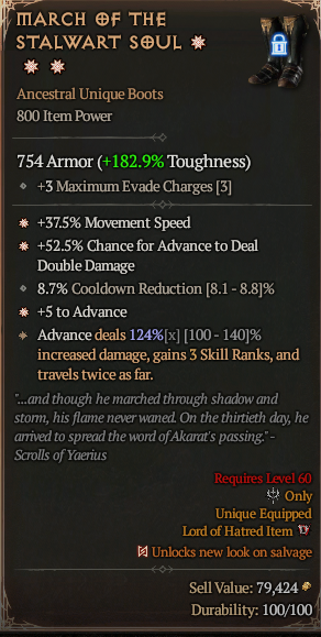 MMOJUGG Diablo 4 MARCH OF THE STALWART SOUL#1246501 Details View of Item Function and Use