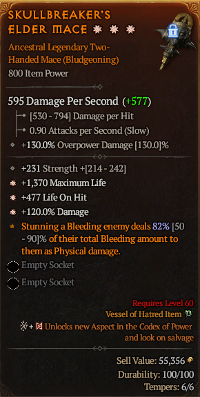 Diablo 4 SKULLBREAKER'S ELDER MACE#1248233 Details MMOJUGG Diablo 4 SKULLBREAKER'S ELDER MACE#1248233 Details View of Item Function and Use