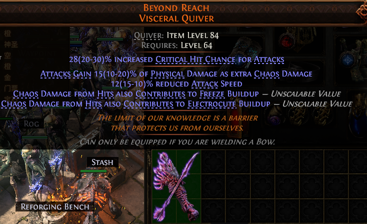 MMOJUGG Path of Exile 2 BEYOND REACH VISCERAL QUIVER#1248377 Details View of Item Function and Use