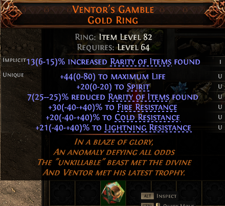 MMOJUGG Path of Exile 2 VENTOR'S GAMBLE GOLD RING#1248697 Details View of Item Function and Use
