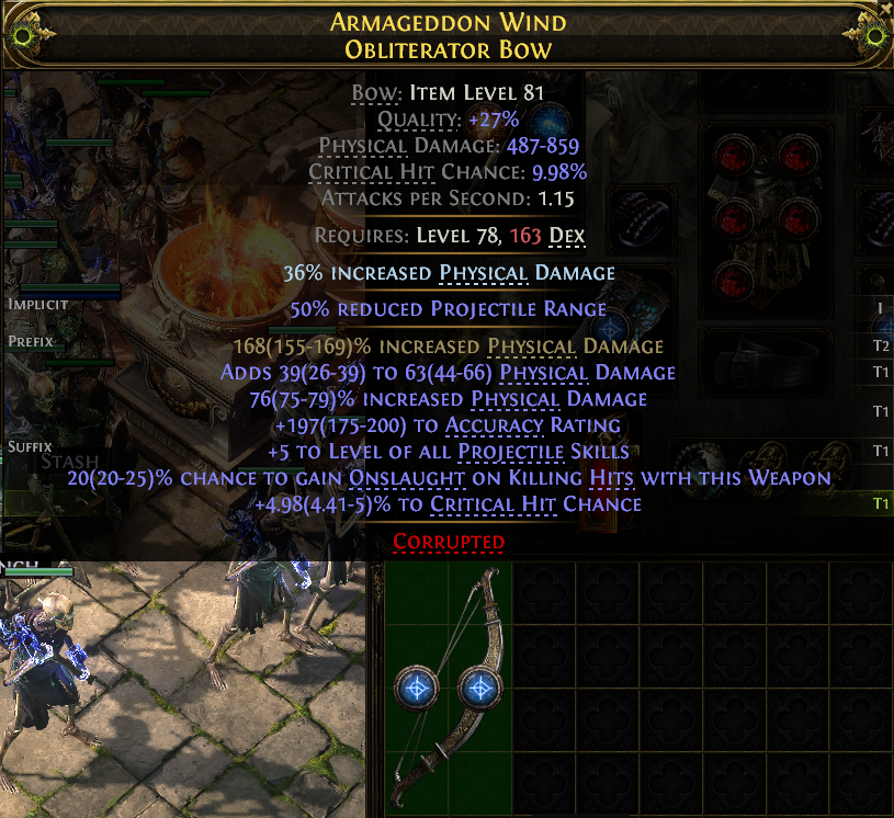 MMOJUGG Path of Exile 2 ARMAGEDDON WIND OBLITERATOR BOW#1252622 Details View of Item Function and Use