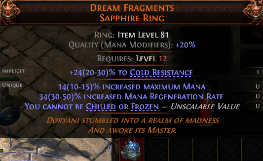 MMOJUGG Path of Exile 2 DREAM FRAGMENTS SAPPHIRE RING#1253056 Details View of Item Function and Use