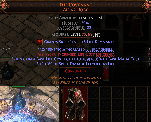 MMOJUGG Path of Exile 2 THE COVENANT ALTAR ROBE#1253069 Details View of Item Function and Use