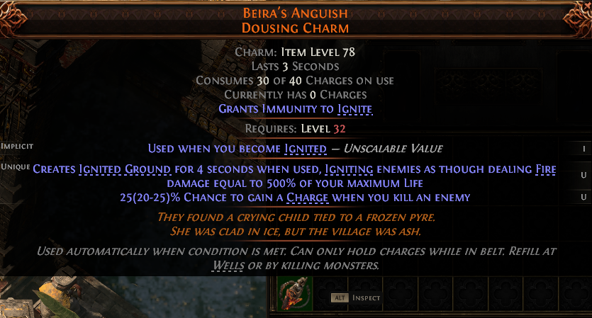 MMOJUGG Path of Exile 2 BEIRA'S ANGUISH DOUSING CHARM#1253746 Details View of Item Function and Use