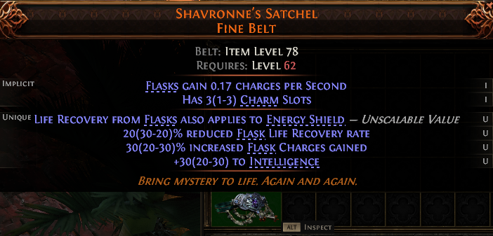 MMOJUGG Path of Exile 2 SHAVRONNE'S SATCHEL FINE BELT#1253759 Details View of Item Function and Use