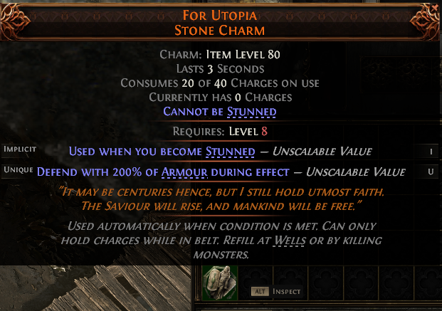 MMOJUGG Path of Exile 2 FOR UTOPIA STONE CHARM#1253762 Details View of Item Function and Use