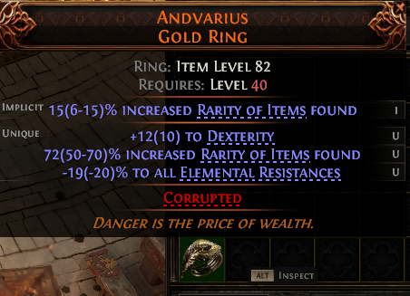 MMOJUGG Path of Exile 2 ANDVARIUS GOLD RING#1253764 Details View of Item Function and Use