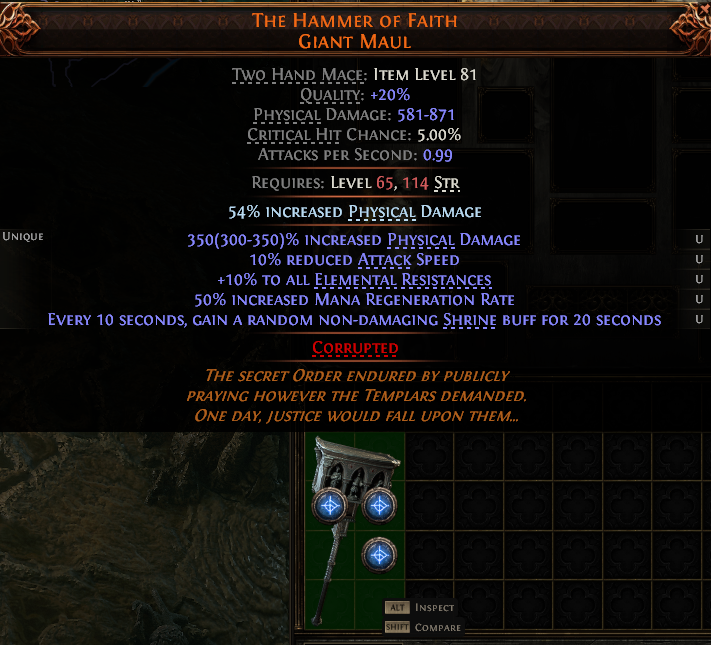 MMOJUGG Path of Exile 2 THE HAMMER OF FAITH GIANT MAUL#1253770 Details View of Item Function and Use