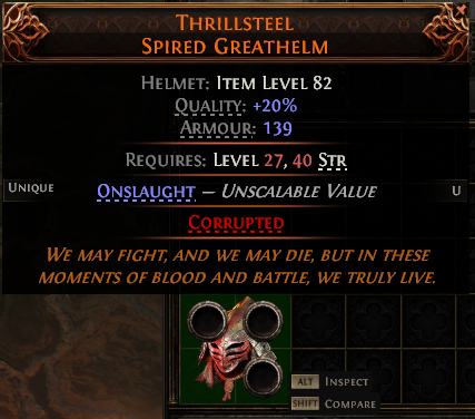 MMOJUGG Path of Exile 2 THRILLSTEEL SPIRED GREATHELM#1253772 Details View of Item Function and Use
