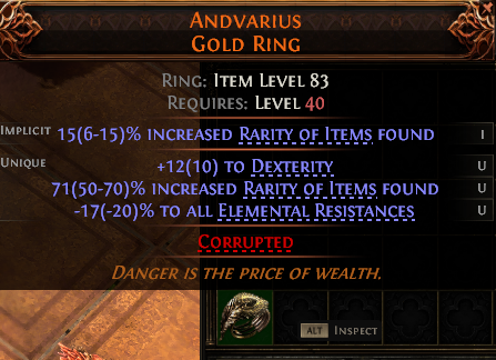 MMOJUGG Path of Exile 2 ANDVARIUS GOLD RING#1253778 Details View of Item Function and Use