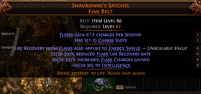 MMOJUGG Path of Exile 2 SHAVRONNE'S SATCHEL FINE BELT#1253782 Details View of Item Function and Use