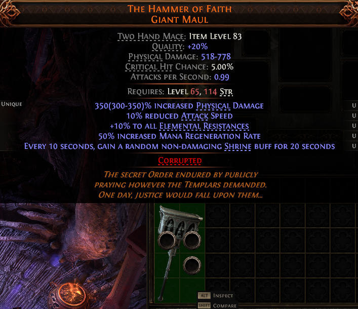 MMOJUGG Path of Exile 2 THE HAMMER OF FAITH GIANT MAUL#1253789 Details View of Item Function and Use