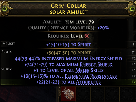 MMOJUGG Path of Exile 2 GRIM COLLAR SOLAR AMULET#1254475 Details View of Item Function and Use
