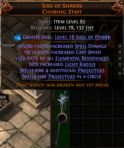 Path of Exile 2 SIRE OF SHARDS CHIMING STAFF#1255289 Details MMOJUGG Path of Exile 2 SIRE OF SHARDS CHIMING STAFF#1255289 Details View of Item Function and Use
