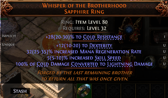 MMOJUGG Path of Exile 2 WHISPER OF THE BROTHERHOOD SAPPHIRE RING#1255290 Details View of Item Function and Use