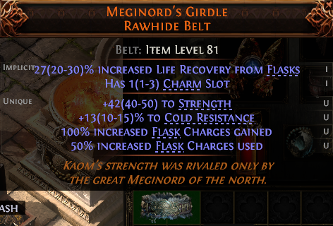 MMOJUGG Path of Exile 2 MEGINORD'S GIRDLE RAWHIDE BELT#1255296 Details View of Item Function and Use