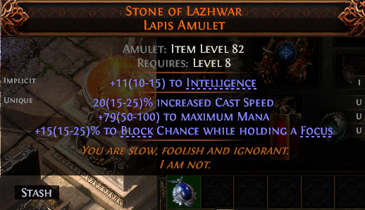 MMOJUGG Path of Exile 2 STONE OF LAZHWAR LAPIS AMULET#1255300 Details View of Item Function and Use