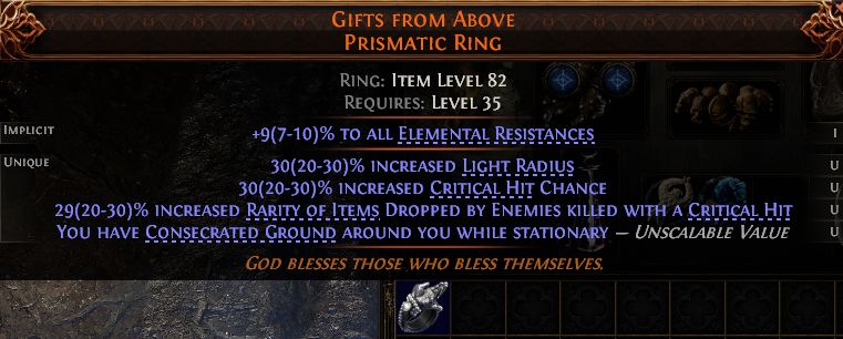 MMOJUGG Path of Exile 2 GIFTS FROM ABOVE PRISMATIC RING#1257022 Details View of Item Function and Use
