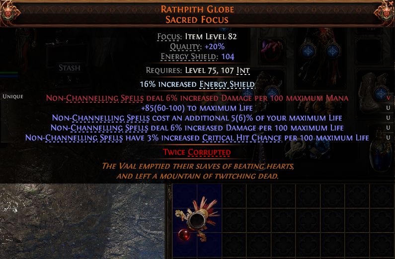 MMOJUGG Path of Exile 2 RATHPITH GLOBE SACRED FOCUS#1257037 Details View of Item Function and Use