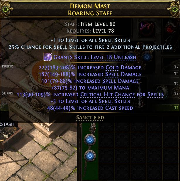 MMOJUGG Path of Exile 2 DEMON MAST ROARING STAFF#1257733 Details View of Item Function and Use