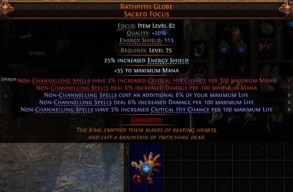 MMOJUGG Path of Exile 2 RATHPITH GLOBE SACRED FOCUS#1257763 Details View of Item Function and Use