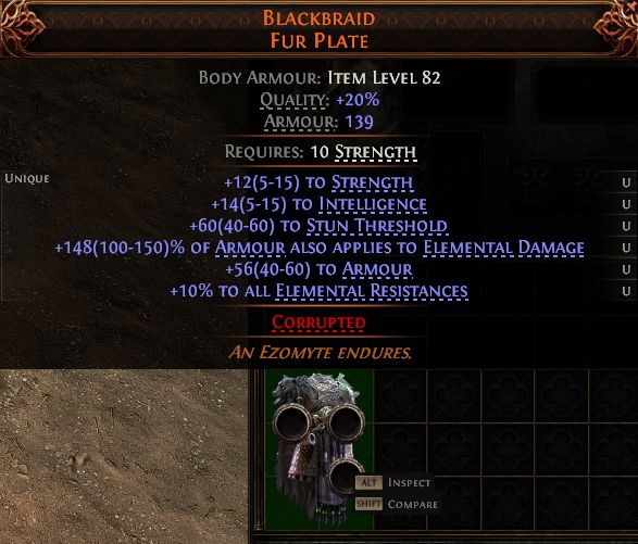 MMOJUGG Path of Exile 2 BLACKBRAID FUR PLATE#1257972 Details View of Item Function and Use