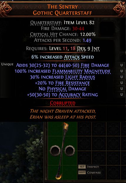 MMOJUGG Path of Exile 2 THE SENTRY GOTHIC QUARTERSTAFF#1257973 Details View of Item Function and Use