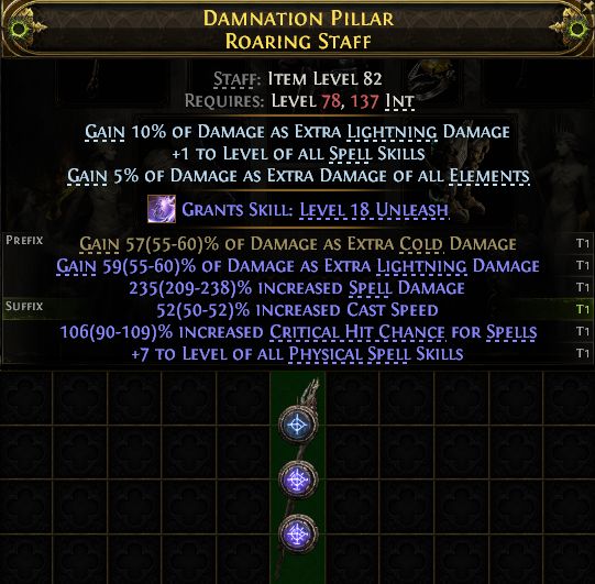 MMOJUGG Path of Exile 2 DAMNATION PILLAR ROARING STAFF#1260058 Details View of Item Function and Use
