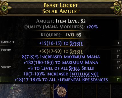 MMOJUGG Path of Exile 2 BEAST LOCKET SOLAR AMULET#1262154 Details View of Item Function and Use