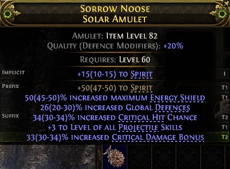 MMOJUGG Path of Exile 2 SORROW NOOSE SOLAR AMULET#1262157 Details View of Item Function and Use