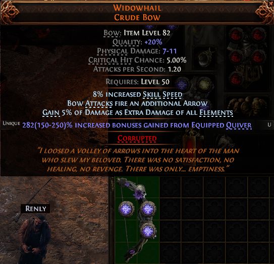 MMOJUGG Path of Exile 2 WIDOWHAIL CRUDE BOW#1265712 Details View of Item Function and Use