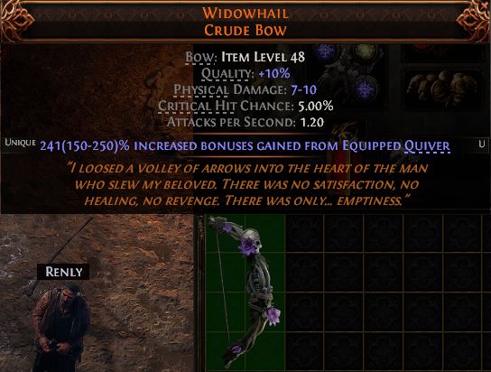 MMOJUGG Path of Exile 2 WIDOWHAIL CRUDE BOW#1265714 Details View of Item Function and Use