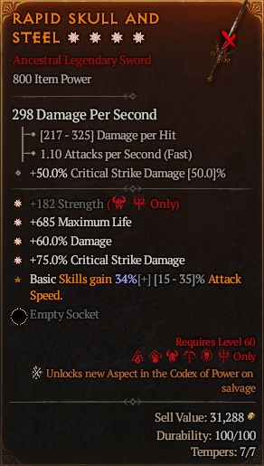 Diablo 4 RAPID SKULL AND STEEL#1266213 Details MMOJUGG Diablo 4 RAPID SKULL AND STEEL#1266213 Details View of Item Function and Use