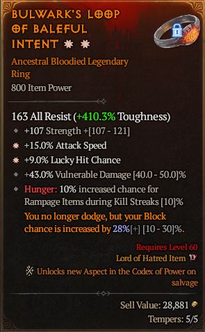 Diablo 4 BULWARK'S LOOP OF BALEFUL INTENT#1282156 Details MMOJUGG Diablo 4 BULWARK'S LOOP OF BALEFUL INTENT#1282156 Details View of Item Function and Use