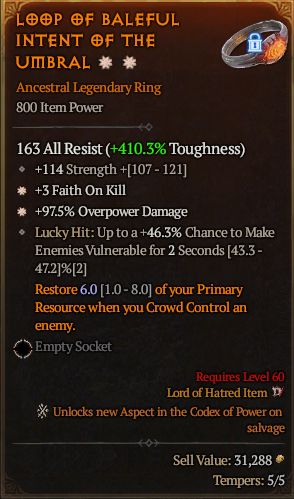 Diablo 4 LOOP OF BALEFUL INTENT OF THE UMBRAL#1283314 Details MMOJUGG Diablo 4 LOOP OF BALEFUL INTENT OF THE UMBRAL#1283314 Details View of Item Function and Use