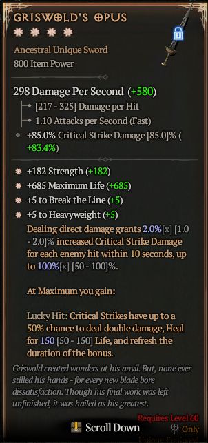 Diablo 4 GRISWOLD'S OPUS#1285332 Details MMOJUGG Diablo 4 GRISWOLD'S OPUS#1285332 Details View of Item Function and Use