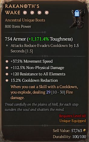 MMOJUGG Diablo 4 RAKANOTH'S WAKE#1285463 Details View of Item Function and Use