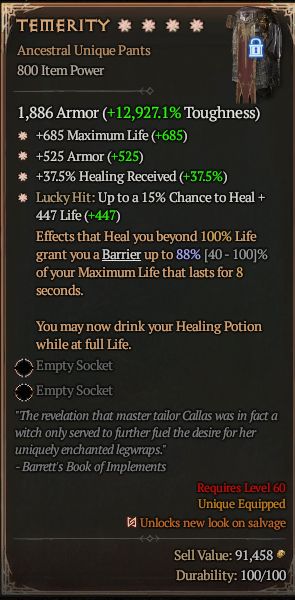 MMOJUGG Diablo 4 TEMERITY#1288730 Details View of Item Function and Use