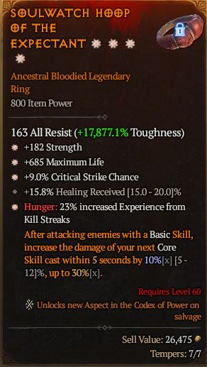 MMOJUGG Diablo 4 SOULWATCH HOOP OF THE EXPECTANT#1288759 Details View of Item Function and Use