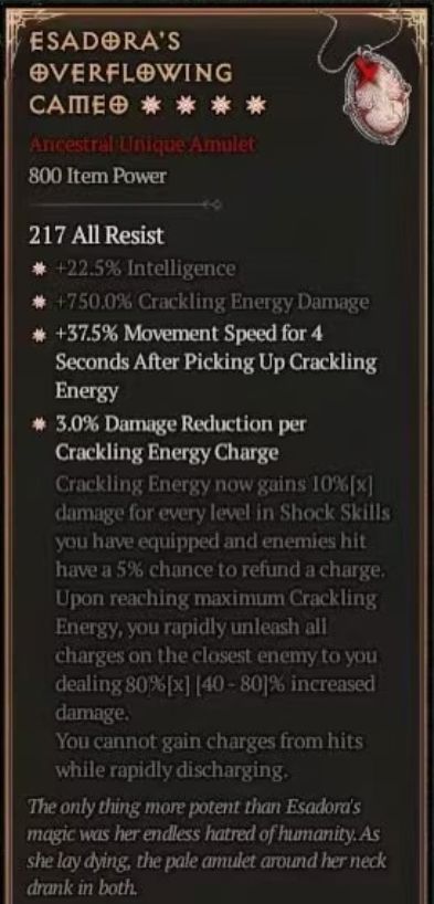 MMOJUGG Diablo 4 ESADORA'S OVERFLOWING CAMEO#1292199 Details View of Item Function and Use