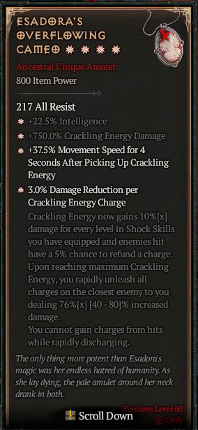 MMOJUGG Diablo 4 ESADORA'S OVERFLOWING CAMEO#1292200 Details View of Item Function and Use